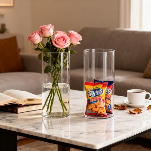 2 Pack Acrylic Cylinder Vases, Non-breakable Vase for Centerpieces, 16 inch Tall Clear Flower Vase Bulk Floating Candle Holder for Wedding Table Home Decor and Party - size: 2 Pack(5''W x 16''H & 6''W x 16''H)