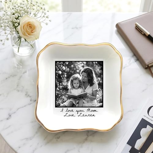 Noni Personalized Mom Photo Jewelry Dish, Custom Ceramic Trinket Tray for Grandma, Birthday Ring Dish Gift, Moms Gift from Daughter, Love You Mama Present 1 - color: Style1