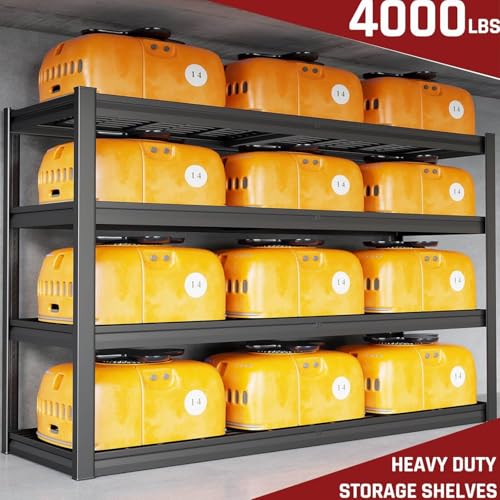 67" W Garage Shelving Heavy Duty, 36" D Garage Shelves, 68" H Adjustable Storage Shelving Unit, Commercial Metal Shelves for Warehouse, Basement, Shop, 67" W x 36" D x 68" H - size: 68"Wx36"Dx68"H | 4 Tier