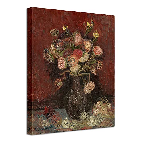 Wieco Art Vase with Chinese Asters and Gladioli Large Canvas Prints Wall Art by Van Gogh Famous Oil Paintings Reproduction Modern Abstract HD Flowers Artwork Pictures for Living Room Home - size: 24"L x 20"W
