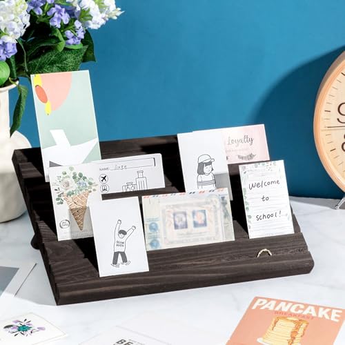Blulu 31 Pack Wooden Earring Display Stand 7 Slots jewelry Display Holder with Earring Card for Selling Vendors Retail Show - color: Black Gray