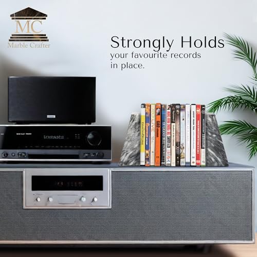 Modern Wedge Marble Bookends (Cloud Gray) - color: Cloud Gray