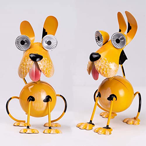 Dog Solar Lights Outdoor,Yard Art Metal Dog Statues,Outdoor Funny Statue for Garden Decor Yard Lawn Ornaments - style: Sit Dog
