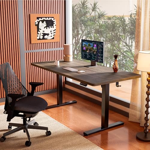 ErGear Height Adjustable Electric Standing Desk, 48 x 24 Inches Sit Stand up Desk, Memory Computer Home Office Desk, Dark Walnut - color: Dark Walnut, size: 47.2 X 23.6 Inches