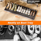Rubber Boot Tray, Shoe Trays for Entryway, Versatile Boot Mat Tray with Raised Edge, 47"x16" Rubber Mat for Shoe Organizer Indoor/Outdoor Use - size: 47" x 16" x 0.8"