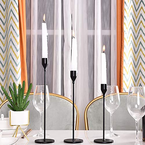 Matte Black Candle Holders Set of 3 for Taper Candles, Decorative Candlestick Holder for Wedding, Dinning, Party, Fits 3/4 inch Thick Candle&Led Candles (Metal Candle Stand) - color: Matte Black