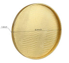 HofferRuffer Round Serving Tray 20'', Elegant Faux Leather Circle Ottoman Table Tray, Serve Tea Coffee Breakfast in Bedroom Living Room Kitchen (Gold, 20") - color: Gold, size: 20"