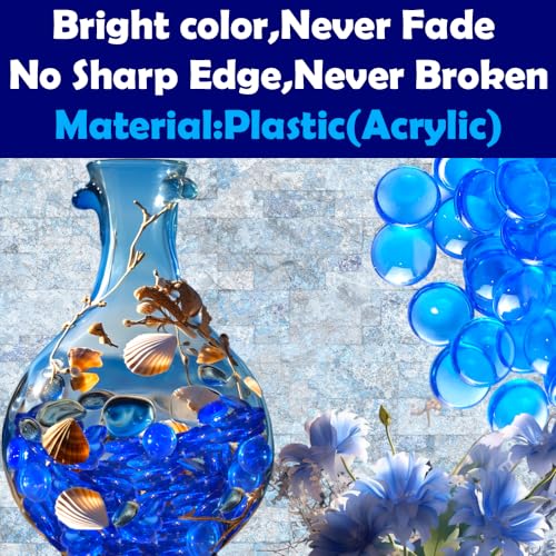 HappyFiller 630 PCS Acrylic Flat Marbles Fake Crystal Gems for Glass Vase Fillers, Crafts,Party Confetti,Wedding Centerpieces,Fairy Garden Gemstone Beads with Vibrant Royal Blue Color - color: Cobalt Blue