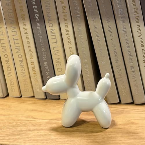 Modern Balloon Dog Decorative Sculpture,Ceramic Dog Figurines Statues Contemporary Art Decor for Living Room,Bedroom,Desk,Bookshelf,Shelf,Coffee Table, Fireplace Mantel (White) - color: White