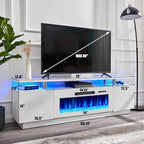 AMERLIFE Fireplace TV Stand with 36" Fireplace, 70" Modern Fireplace Entertainment Center LED Lights, 2 Tier TV Console Cabinet for TVs Up to 80", White & White - color: White & White, size: 70"