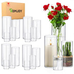 Homjoy Glass Cylinder Vase Sets 16 Pack Tall Clear Flower Vase Hurricane Floating Candle Holder for Table Centerpiece Wedding Home Décor(2.17 x 4IN + 2.56 x 6IN + 3.15 x 8IN + 3.55 x 10IN) - size: 16 Pack (4,6,8,10 Inch )