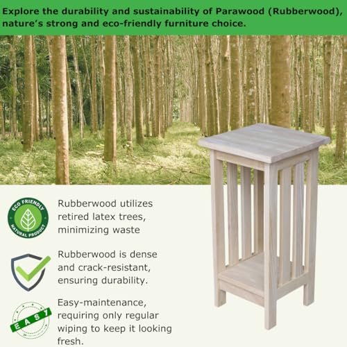 International Concepts Mission Plant Stand, 24-Inch High, Solid Parawood, Unfinished - size: 24 Inch