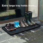 Extra Large All-Weather Boot Tray 40x20 in, Waterproof Shoe Mat with 1.25 in Raised Edge, Recycled Polypropylene Floor Protector for Entryway and Mudroom, Black - style: Black
