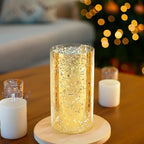 WGVI Hurricane Candle Holder Sleeve, W: 5", Ht: 8", Gold Speckled Glass Cylinder Open Both Ends, Chimney Tube Shade, 1 Piece - size: 5x8"H