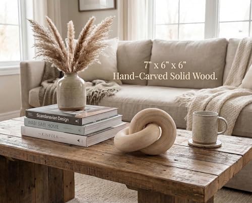 Rool Coffee Table Decor Book Shelf Decor Accents Home Decor Console Table Decorative Items Living Room Wood Knot Decor Chain Link Decorations Beige - color: Beige