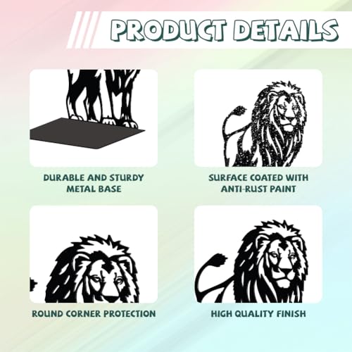 Peacoblue Metal Bookends for Shelves, Modern Decorative Heavy Duty Study Book Support Stoppers for Office, Desk, Shelf, Room 5.3"x4.3"x6.8" Cast Iron Simple Tall Bookends, 1 Pair (Lion) - style: Lion