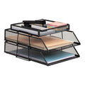 Mind Reader 2 Tier Paper Tray with Top Supply Compartment, Desktop File Organizer, Metal Mesh, Black - color: Black