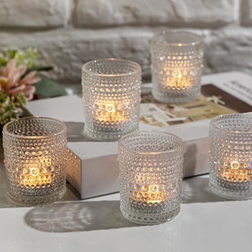 12 Pack Clear Votive Candle Holders Tea Light Candle Holders Bulk Tealight Glass Candle Holder for Table Weddings Party