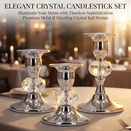 Candlestick Holders Taper Candle Holders, Candle Stick Candle Holder for Table Centerpiece, Wedding Reception, Festive Christmas Mantel Decoration or Home Decor(Silver, 6 Sets(12 Pcs)) - color: Silver, size: 6 Sets(12 Pcs)