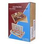 Glintoper Shut The Box & 4 in a Row Tables Game Set, Classic Wood Dice Game with Numbers & Line Up 4 Game for Kids Family, Living Room Rustic Coffee Table Decor, Travel Game Strategy Board Games - style: Shut The Box & 4 in a Row