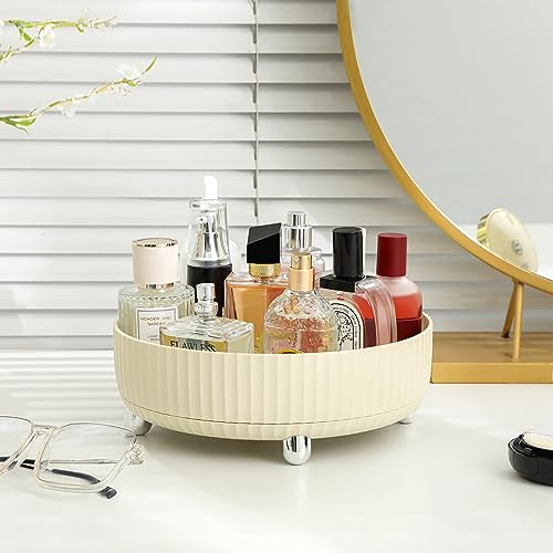 Anyoifax Makeup Perfume Organizer Tray 360 Degree Rotating Lazy Susan Skincare Lotion Organizer Spinning Cosmetics Storage for Dresser, Vanity, Bathroom Countertop, Small Beige - color: Beige, size: 9 "
