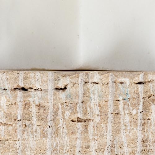 Bloomingville Decorative Marble and Travertine Candle Holder, White and Natural