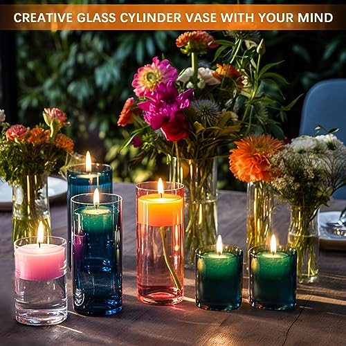 4 Pack Glass Cylinder Vases 4,6,8,10 Inch Tall Clear Flower Vase Hurricane Floating Candle Holder for Table Centerpiece Wedding Home Decor - size: 4 Pack(4,6,8,10 Inch )