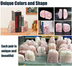 Natural Rose Quartz Bookends Decorative Crystal Book Ends Pink Stone Heavy Duty Gemstone Bookend 1 Pair 3-4 LBS - size: 3-4lbs