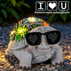 Unique Solar Garden Turtle Statue with I Love You LED Sunglasses and Succulent LED Lights, Lawn Decor Tortoise Figurine for Patio, Balcony Yard Ornament for Mom, Women & Grandma - style: Turtle