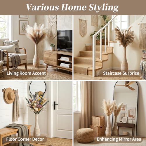 Hanobe Floor Vase Home Decor: 22 inch Tall Decorative Wood Vases for Living Room Large Rustic Farmhouse Boho Vase for Dining Table Centerpiece Bedroom Corner Hallway