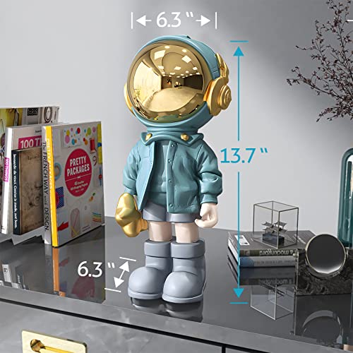 EZ4ENCE Figurine Statue Astronaut Sculpture Spaceman Decor,Sculpture for Home Decor,Arts Blue Shelf Decoration,Cool Metal Mask Table Decor,Large Spaceman Figure Ornament - color: Blue, size: Large
