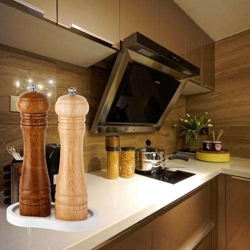 Salt and Pepper Wood Mill Tray, White colour Pepper Grinder Rest, Work Surface and Dining Table Protector (Pepper mill not included) - color: K White Colours Mill Tray