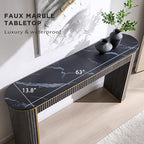 OKD Modern Fluted Console Table, 63" Long Narrow Entryway & Sofa Tables for Hallway, Tall Accent Table Behind Couch for Foyer Living Room, Dark Alder - color: Dark Alder