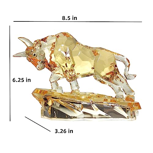 Acrylic Bull Statue - Wall Street Bull Sculpture for Home or Office Decor - 8.5'' Long