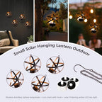 Solar Lanterns Outdoor Waterproof, 4 Pack Hanging Tea Lights with Candle Holder, Small Solar Chandelier for Trees, Patio, Backyard, Garden, Porch, Balcony Decorative (Armillary)