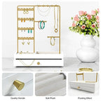 Goozii Gold Jewelry Stand Organizer Necklace Holder, Birthday Gifts for Women Girls, Small Jewelry Stand for Earrings Rings Bracelets, Velvet Jewelry Hanger Tree, Mothers Day Gifts - White and Gold - color: White and Gold