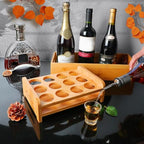 INFTYLE Shot Glasses Set Shot Glass Tray Holder with 12 Holes Serving Stand Organizer for Tequila Whiskey Brandy Vodka Rum Party Club Bar Home Spirit Tasting Gift (Only Tray, Cups Not Included) - style: 3x4 short