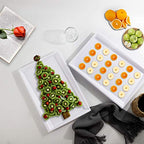 I00000 8 Pack White Plastic Serving Tray, 15" x 10" Rectangle Food Trays, Disposable Serving Platter for Parties, Internal Inclined Design Perfect for Weddings and Party - color: White