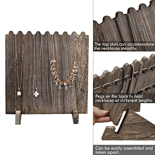 Ikee Design Set of 2 Wood Necklace Jewelry Display Stand for 8 Necklaces, Necklace Display Holder Organizer, Coffee Color - color: Coffee