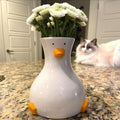 MOUGIGI Handcrafted Ceramic Duck Vase - White Modern Flower Vase with Unique Duck Design - Round Aesthetic Table Decor - Funky and Trendy Art Vase - color: Duck-vase