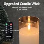 Rechargeable Flameless Candle, Flashing LED Pillar Real Wax Candle with Remote Control and Timer, Teardrop Wick, Clear Glass Electronic Candles, 1 Set of 5 - color: White Glass -Droplet 5P