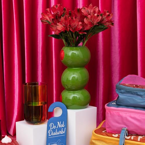 ban.do Decorative Ceramic Vase for Centerpiece, Tall Novelty Olive Vase for Home/Kitchen/Bar Cart (Olives)