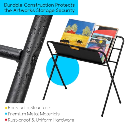 MEEDEN Canvas Print Rack, Folding Metal Print Rack, Art Drying Rack, Portable Art Storage Rack, Display for Poster Stand, Canvas, Panels, Artworks - Large - size: Large