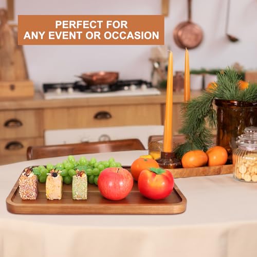 Large Serving Platters Wooden Charcuterie Boards for Party Food Dish Rectangle Acacia Wood Trays Home Decor Cheese Board Snack Appetizer Plates Rectangular Kitchen Dinner Platter Cookie Dessert Tray - size: 14" x 10" x 0.8"