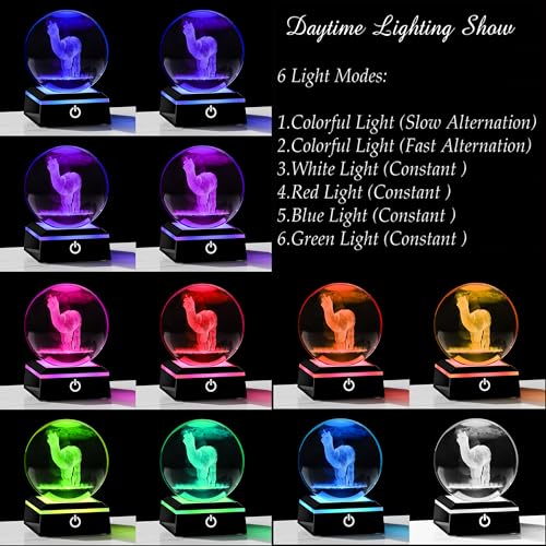 Llama Gifts for Women 3D Crystal Ball with 7-Color Changing Base - Llama Stuff Statue Home Decor - Glass Llama Figurine for Shelf Desk Office or Bedroom - style: Llama gifts