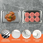 Grilling Prep and Serve Trays, Set of 2 Stackable Stainless Steel BBQ Trays, Deep Marinating Container, Serving Platter for Plating Food, BBQ Prep Tub for Marinating Meats, Grill Accessories - style: Deep Prep Trays