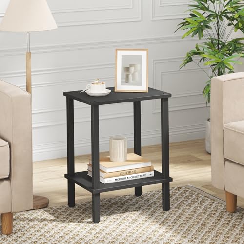 TUTOTAK End Table, Side Table, Nightstand, 2-Tier Storage Shelf, Sofa Side Table for Small Space, Living Room, Bed Room Black TB01BK034 - color: Black