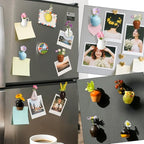 6Pcs Mini Vase Magnets for Fridge - 3D Plant Ceramic Vase Magnets with Flowers, Tiny Cute Magnetic Vases for Refrigerator Kitchen Locker Office Decoration
