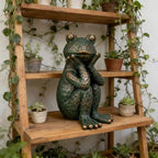 Meditation Frog Sculpture, 10" H 7.48" L Handcrafted Resin Zen Frog Statue, Suitable for Garden, Courtyard, Indoor and Outdoor Home Decoration