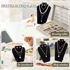 Wenqik 10 Pcs Black Velvet Necklace Display Stand 2 Size 10.9in 8.25in Tall Necklace Easel Display Set Foldable Black Velvet Jewelry Bust Easel for Jewelry Selling Vendors Shows